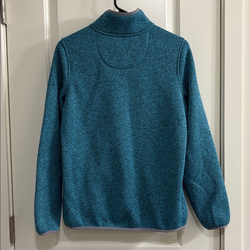 L.L. Bean Women’s Teal Fleece Quarter Snap Pullover Classic Sweater - Picture 4 of 4